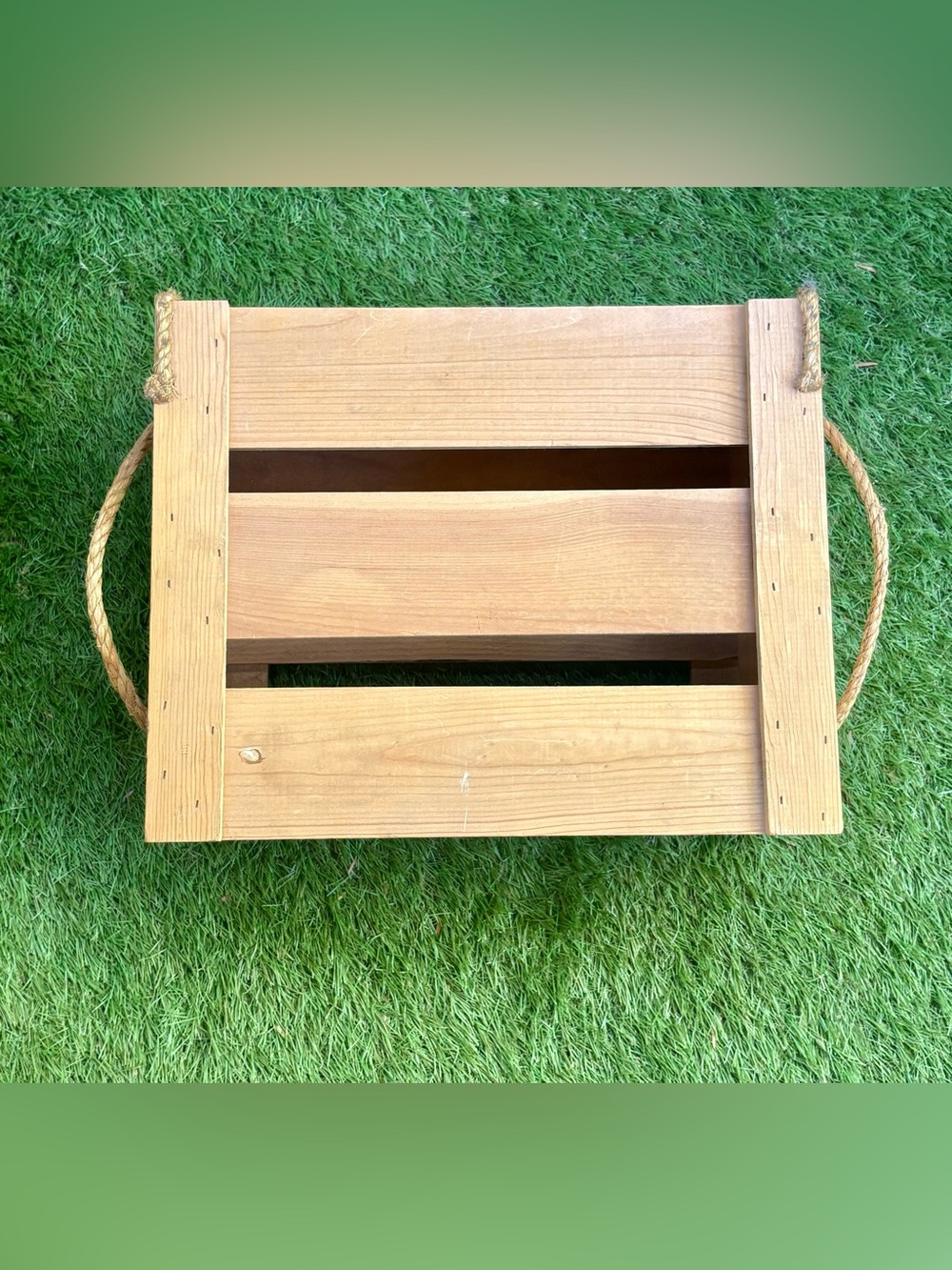 Natural Wood Rope-Handle Storage Crate - Picture 3 of 5